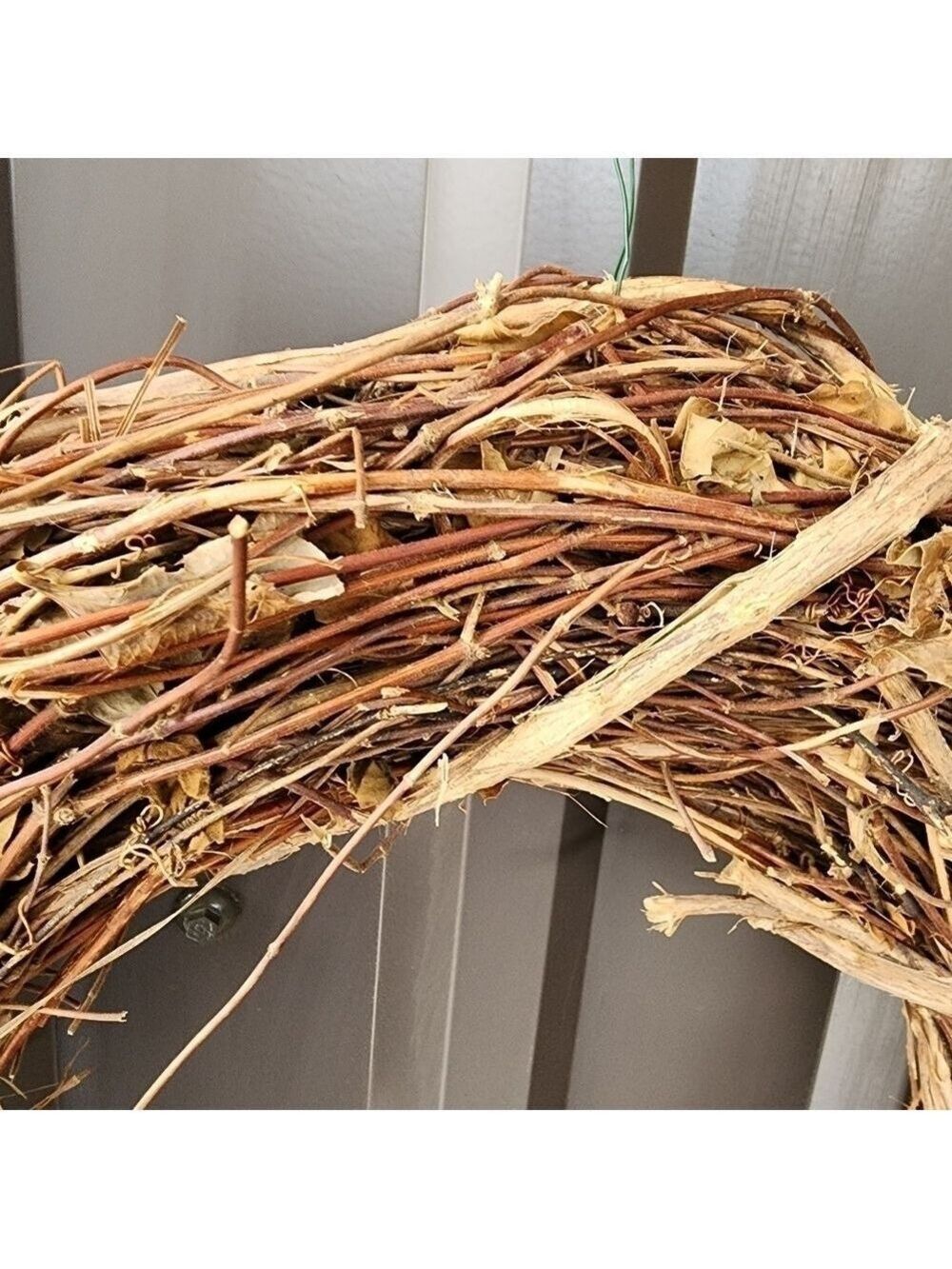 Twig and leaf wrapped rustic western farmhouse wreath Fall festive 18" - Picture 6 of 6
